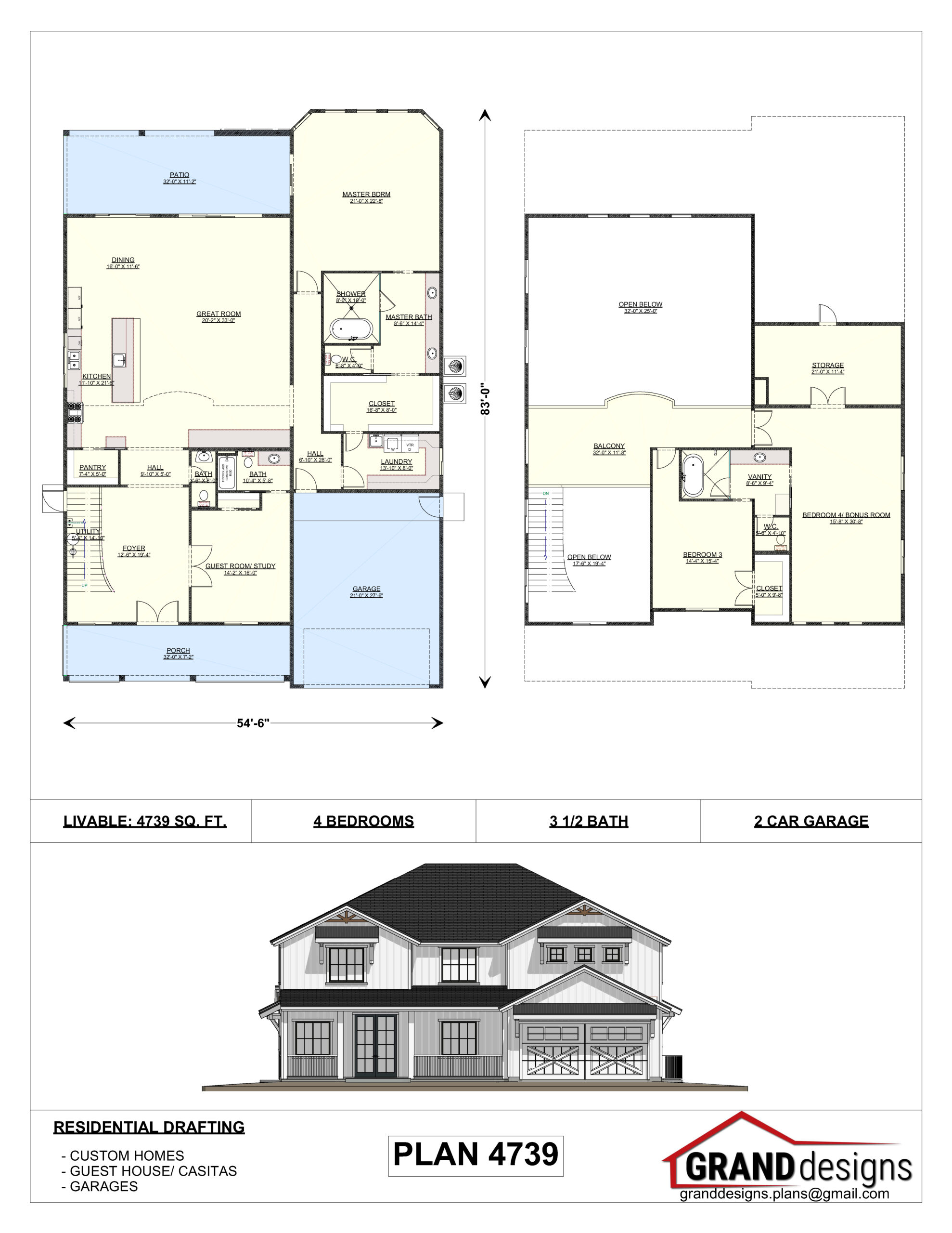 A floor plan of a house with two floors and three levels.