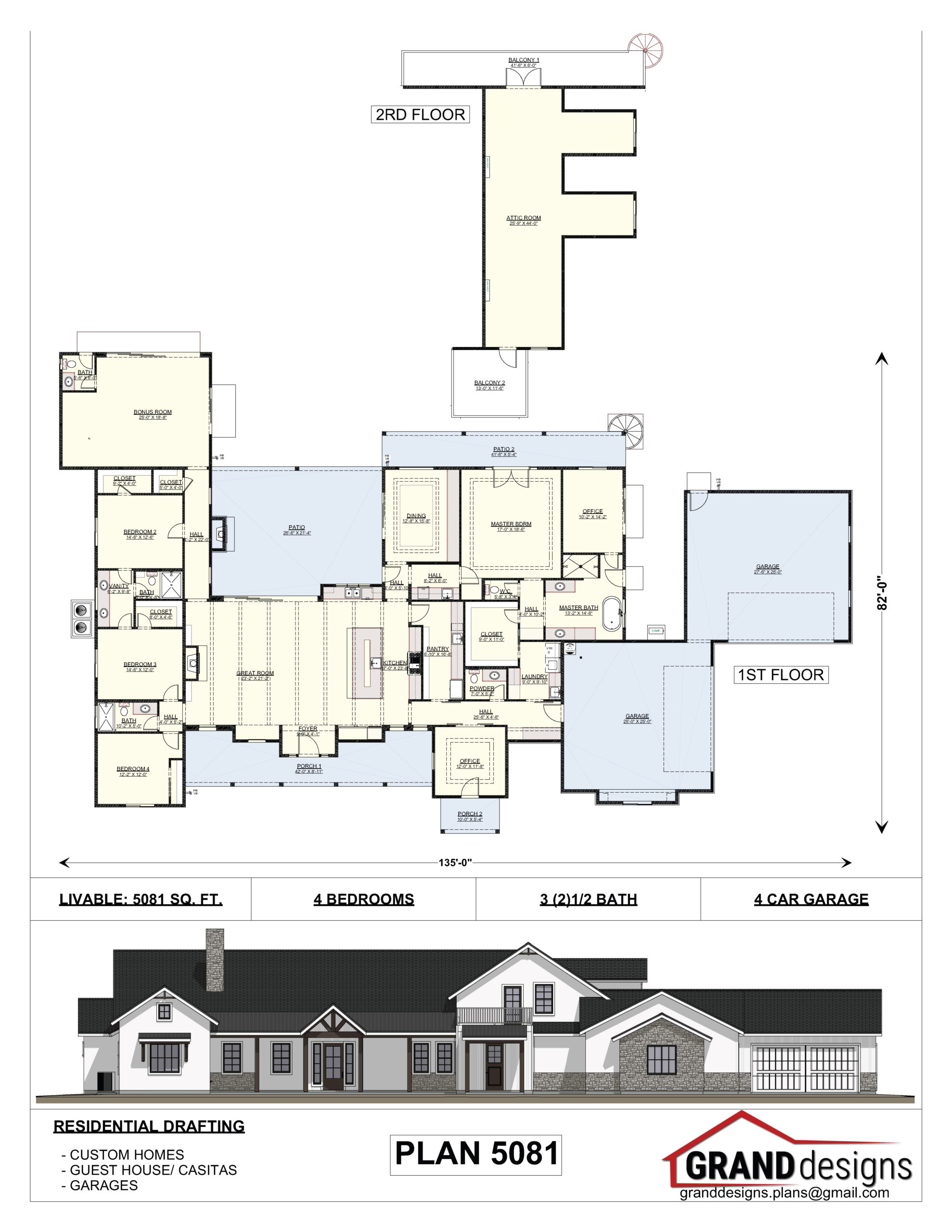 A floor plan of a house with two floors and a large building.