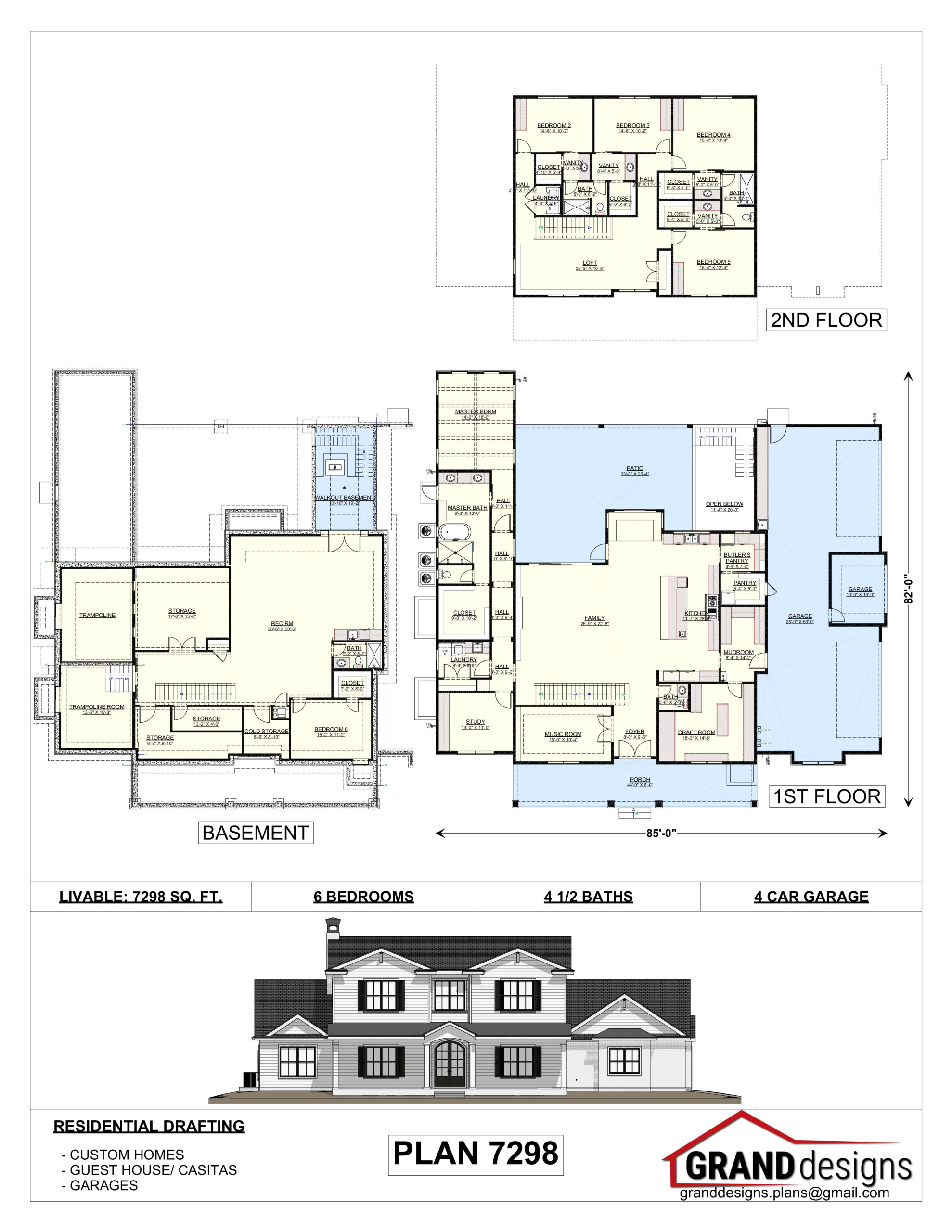 A floor plan of a house with two floors and three rooms.