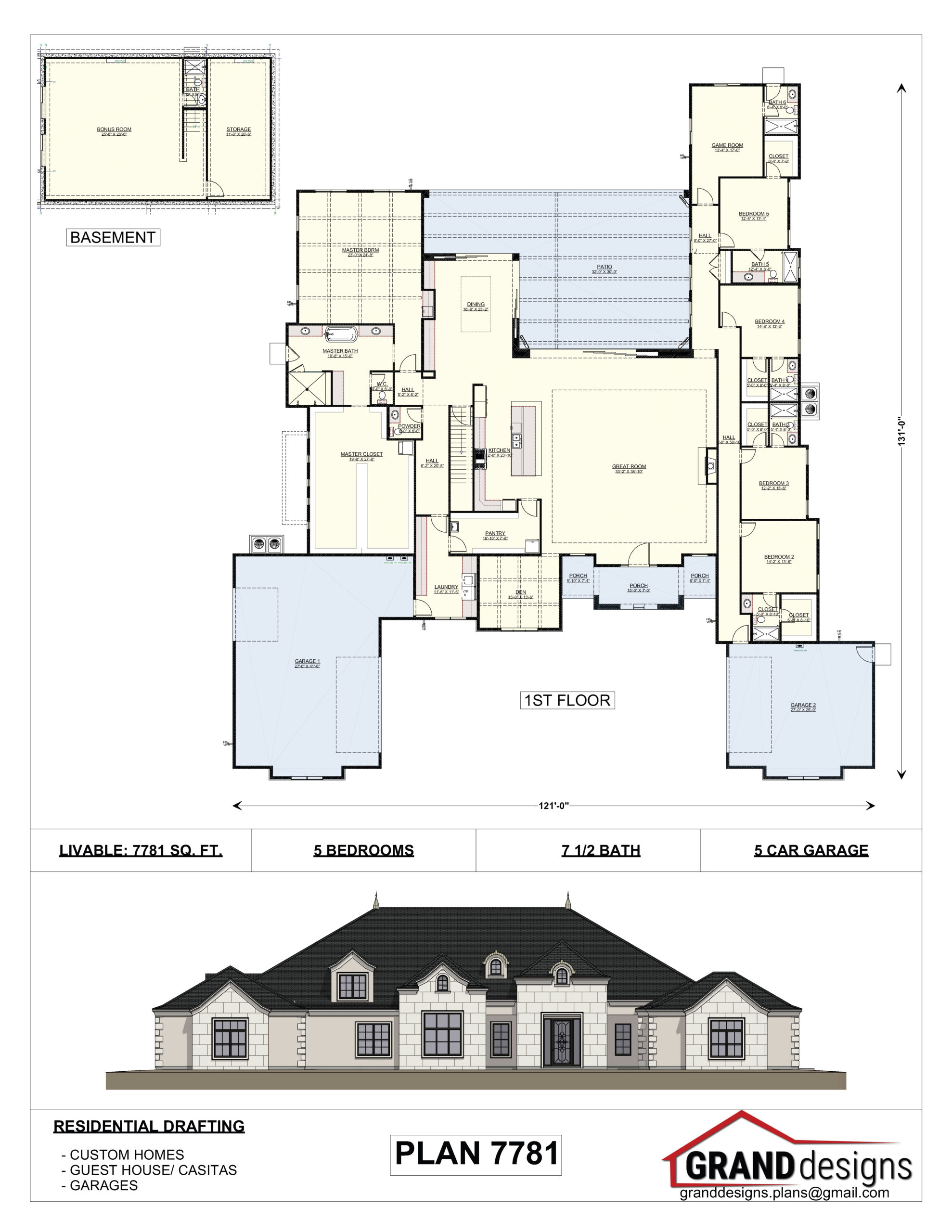 A floor plan of a house with two floors and a large building.