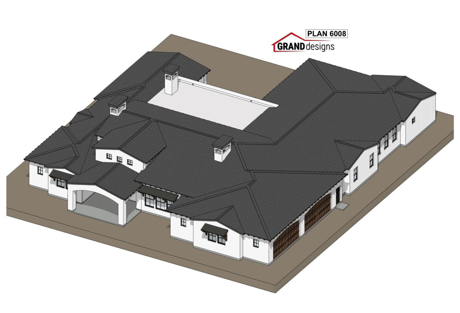 3D isometric view of a house plan.